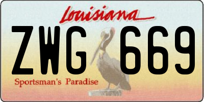 LA license plate ZWG669