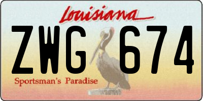 LA license plate ZWG674