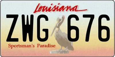 LA license plate ZWG676