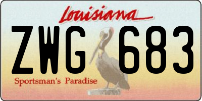 LA license plate ZWG683