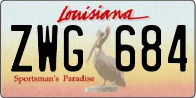 LA license plate ZWG684