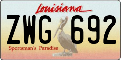 LA license plate ZWG692