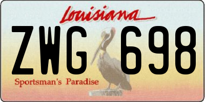 LA license plate ZWG698