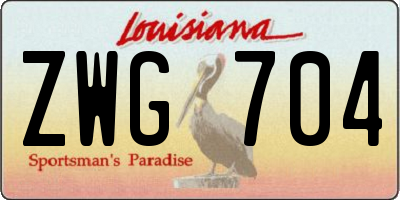 LA license plate ZWG704