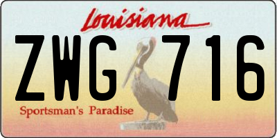 LA license plate ZWG716