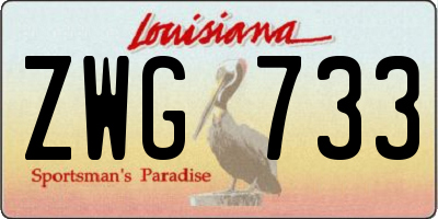 LA license plate ZWG733