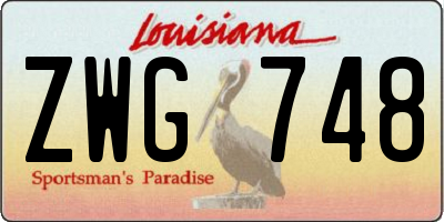 LA license plate ZWG748