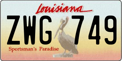 LA license plate ZWG749