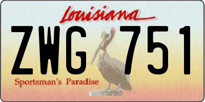 LA license plate ZWG751