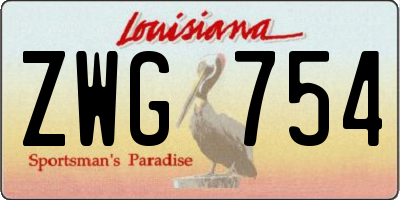 LA license plate ZWG754