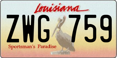 LA license plate ZWG759
