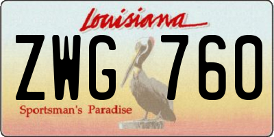 LA license plate ZWG760