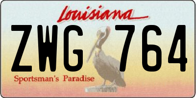 LA license plate ZWG764