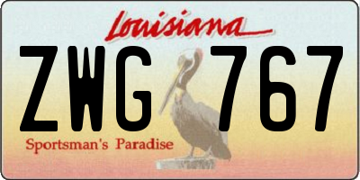 LA license plate ZWG767