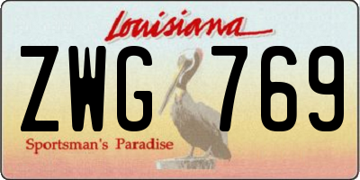 LA license plate ZWG769