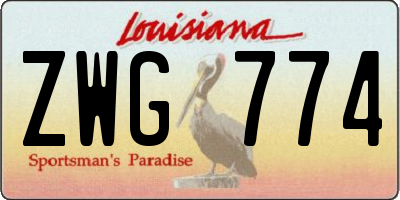 LA license plate ZWG774