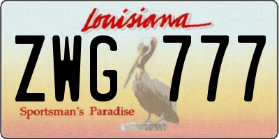 LA license plate ZWG777