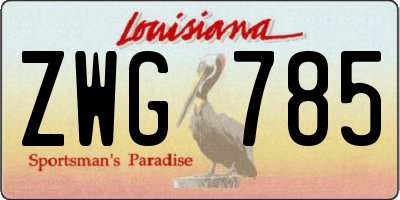 LA license plate ZWG785