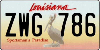 LA license plate ZWG786