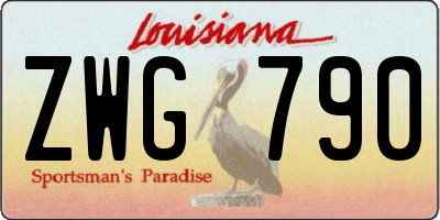 LA license plate ZWG790