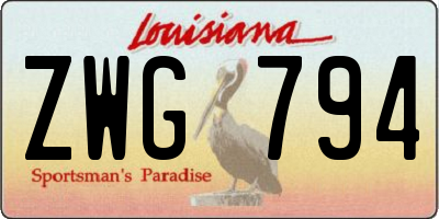 LA license plate ZWG794