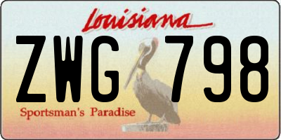 LA license plate ZWG798