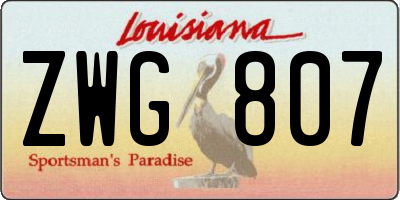 LA license plate ZWG807