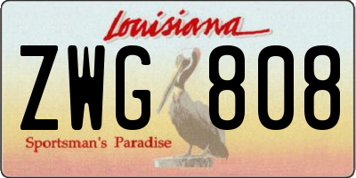 LA license plate ZWG808