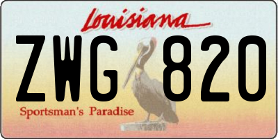 LA license plate ZWG820