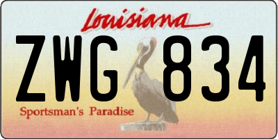 LA license plate ZWG834