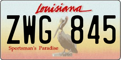 LA license plate ZWG845