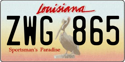 LA license plate ZWG865
