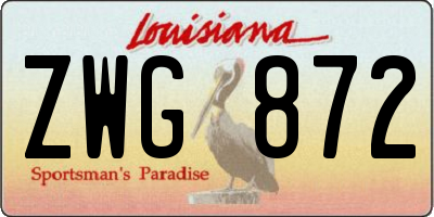 LA license plate ZWG872