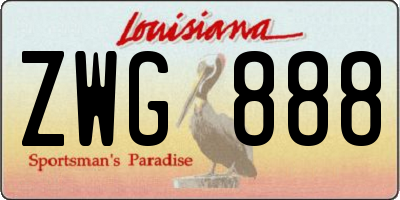 LA license plate ZWG888