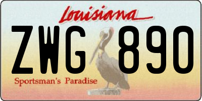 LA license plate ZWG890