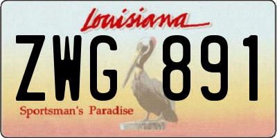 LA license plate ZWG891