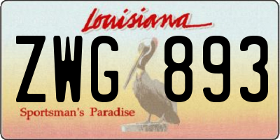 LA license plate ZWG893