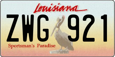LA license plate ZWG921