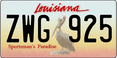 LA license plate ZWG925