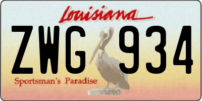 LA license plate ZWG934