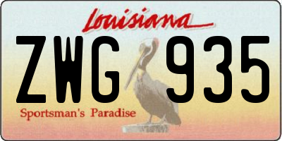 LA license plate ZWG935
