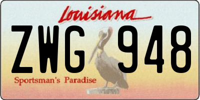LA license plate ZWG948