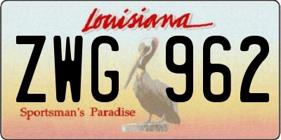 LA license plate ZWG962