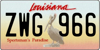 LA license plate ZWG966