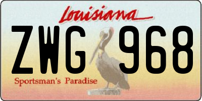 LA license plate ZWG968