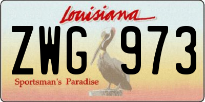LA license plate ZWG973