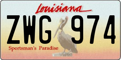 LA license plate ZWG974