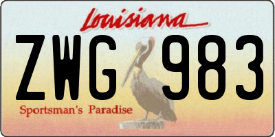 LA license plate ZWG983
