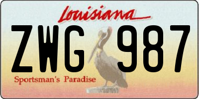 LA license plate ZWG987