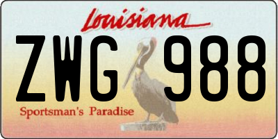 LA license plate ZWG988